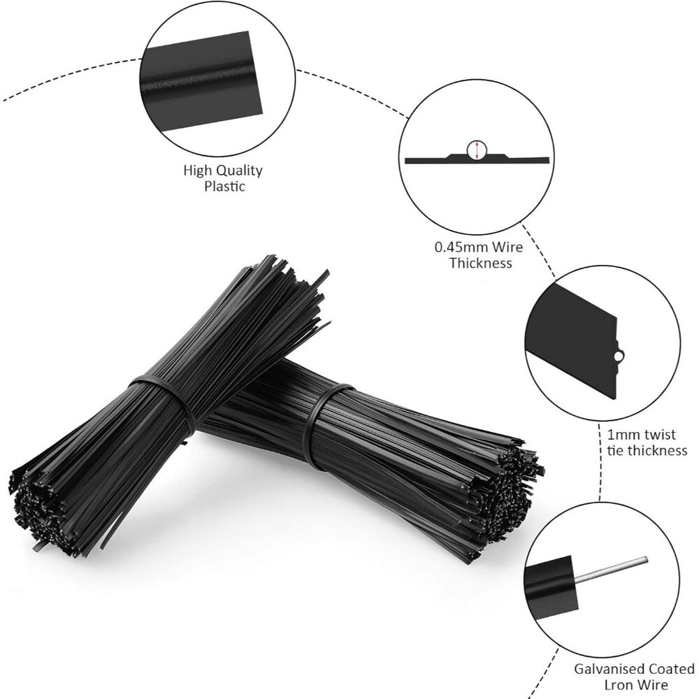 300 Pcs Plastic 5" Twist Ties for Bags, Wire Ties Reusable Twist Bread Ties for - Picture 3 of 7